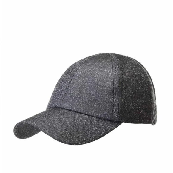 Black silvery metallic pony cap lightweight sporty - Picture 3 of 7